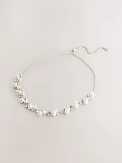 Goudkleurig - Pully ketting met glinsterende pareleffect