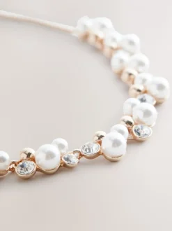 Goudkleurig - Pully ketting met glinsterende pareleffect