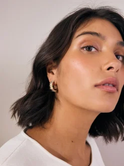 Goudkleurig - Ridged Hoop Earrings