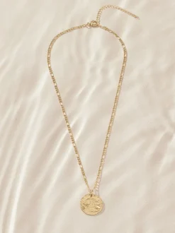 Goudkleurig - Stainless Steel Hammered Disc Necklace