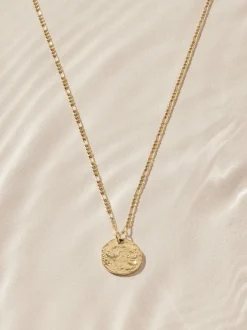 Goudkleurig - Stainless Steel Hammered Disc Necklace