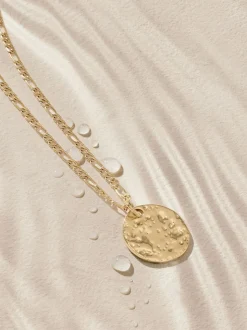 Goudkleurig - Stainless Steel Hammered Disc Necklace