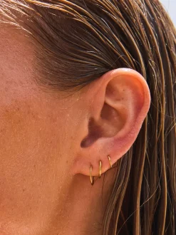 Goudkleurig - Stainless Steel Graduated Huggie Hoop Earrings 3 Pack