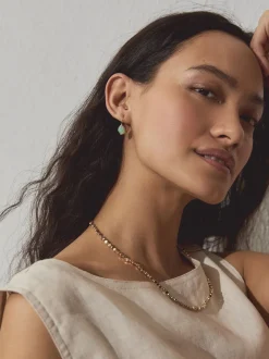 Goudkleurig - Stone Detail Earrings