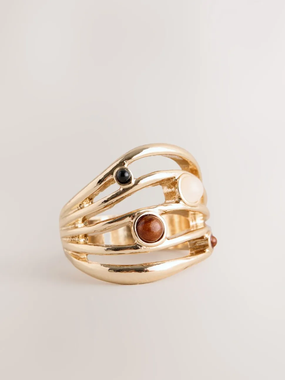 Goudkleurig - Stone Insert Ladder Ring