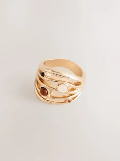 Goudkleurig - Stone Insert Ladder Ring