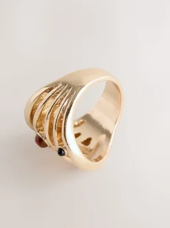 Goudkleurig - Stone Insert Ladder Ring