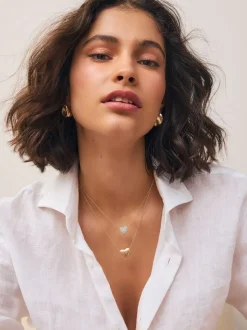 Goudkleurig - Two Row Pavé Heart Necklace