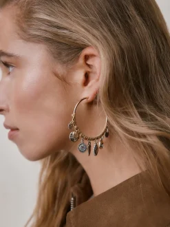Goudkleurig - Wrapped Charm Drop Hoop Earrings