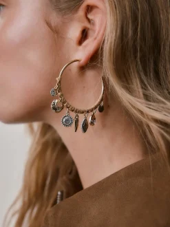 Goudkleurig - Wrapped Charm Drop Hoop Earrings