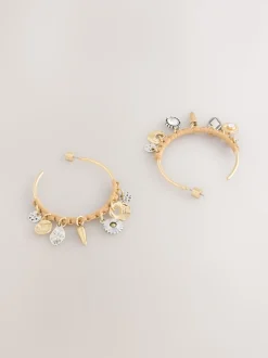 Goudkleurig - Wrapped Charm Drop Hoop Earrings