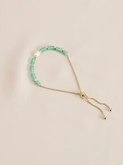 Goud/zilver - Halfedelstenen Pully armband