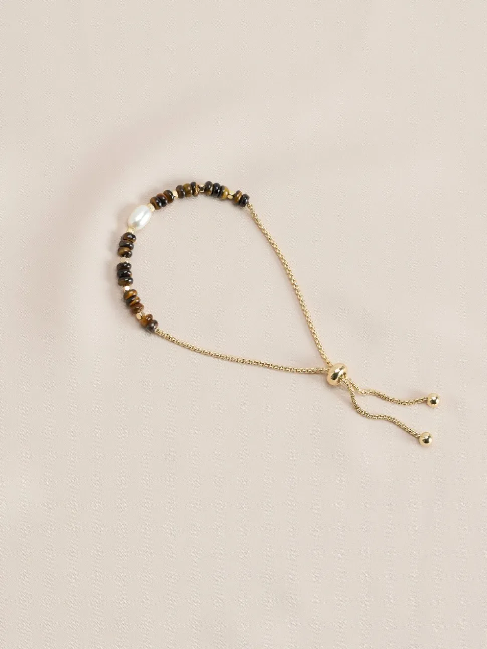 Goud/zilver - Halfedelstenen Pully armband