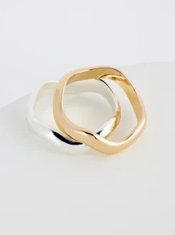 Goud/zilver - Tone Wave Rings 2 Pack