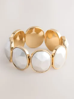 Goud-/zilverkleurig - Facetted Stone Stretch Bracelet