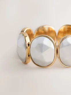 Goud-/zilverkleurig - Facetted Stone Stretch Bracelet