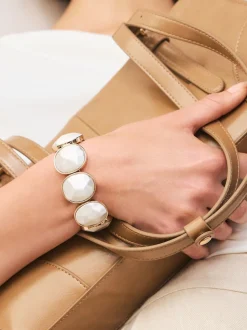 Goud-/zilverkleurig - Facetted Stone Stretch Bracelet