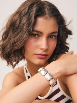 Goud-/zilverkleurig - Facetted Stone Stretch Bracelet