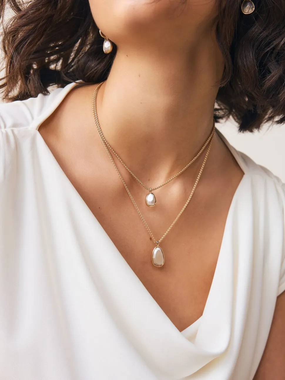 Goud-/zilverkleurig - Two Row Drop Necklace