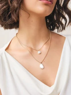 Goud-/zilverkleurig - Two Row Drop Necklace