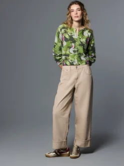 Green Duck Print - Gebreid vest met ronde hals