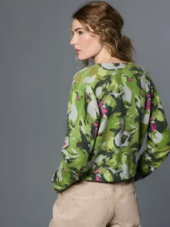 Green Duck Print - Gebreid vest met ronde hals