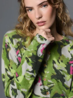 Green Duck Print - Gebreid vest met ronde hals