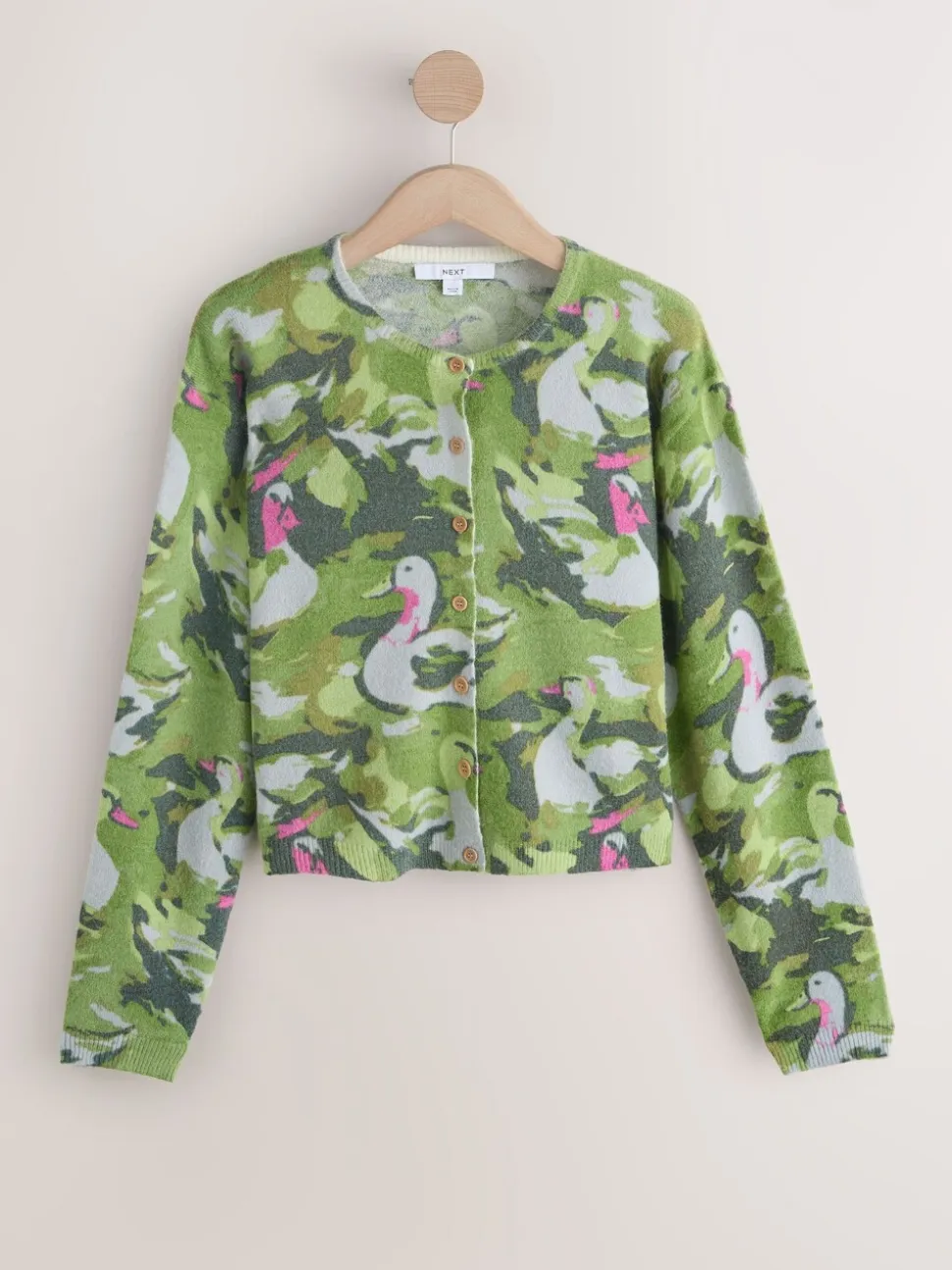 Green Duck Print - Gebreid vest met ronde hals