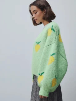 Green Lemon Pattern - Gebreid vest