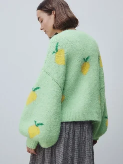 Green Lemon Pattern - Gebreid vest