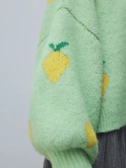 Green Lemon Pattern - Gebreid vest