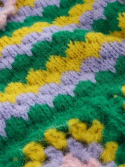 Green Multi Patch - Hand Crochet Collar Cardigan