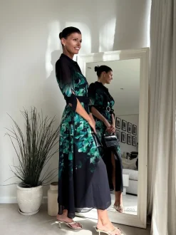 Green Placement Floral - Style Cheat - Daphne overhemdjurk met riem