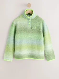Green Spacedye - Boucle Stand Neck Pocket Jumper