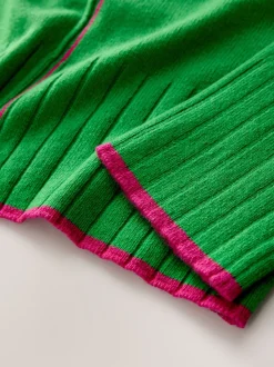 Green/Pink Tipped - 100% N.Premium trui van lamswol met ronde hals