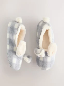 Grey Check Bunny - Ballerinapantoffels