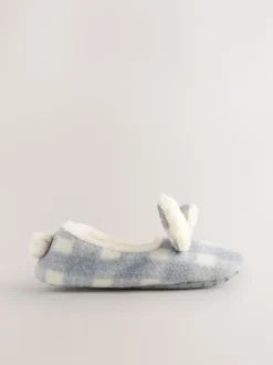 Grey Check Bunny - Ballerinapantoffels