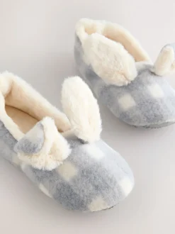 Grey Check Bunny - Ballerinapantoffels