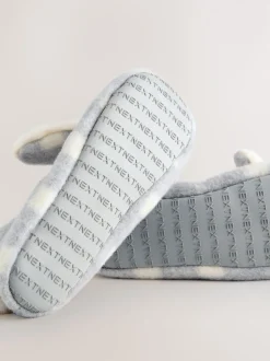 Grey Check Bunny - Ballerinapantoffels