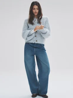Grey Marl/Light Blue - The Set 2 Pack Ribbed Chunky Knitted Cardigans