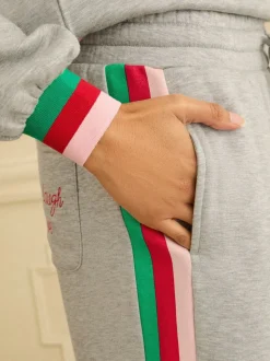 Grey Rainbow Tipped - Love & Roses Jersey Loungewear Bottoms