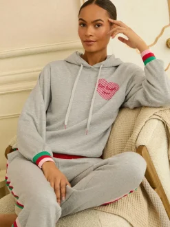 Grey Rainbow Tipped - Love & Roses Jersey Loungwear Hoodie