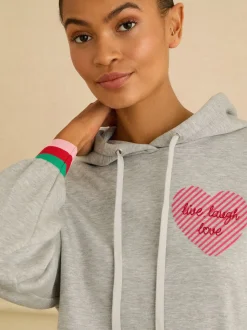 Grey Rainbow Tipped - Love & Roses Jersey Loungwear Hoodie