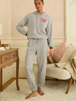 Grey Rainbow Tipped - Love & Roses Jersey Loungwear Hoodie