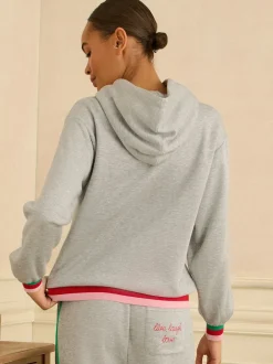 Grey Rainbow Tipped - Love & Roses Jersey Loungwear Hoodie