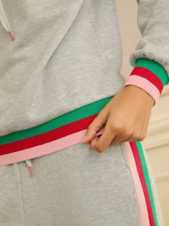 Grey Rainbow Tipped - Love & Roses Jersey Loungwear Hoodie