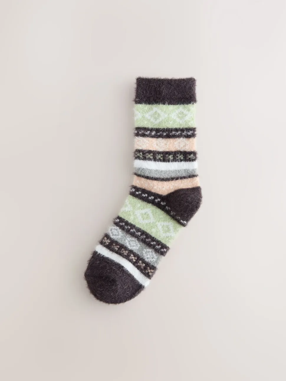 Grey/Pastel Fairisle - 2 Paar superharige behaaglijke sokken