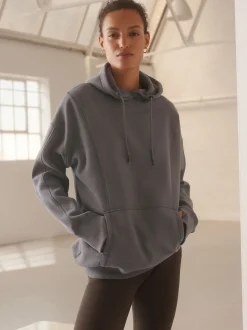 Grijs - Active Longline Overhead Hoodie met superzacht naaddetail en zakken