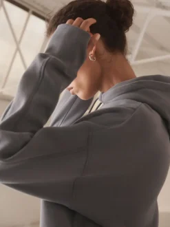 Grijs - Active Longline Overhead Hoodie met superzacht naaddetail en zakken