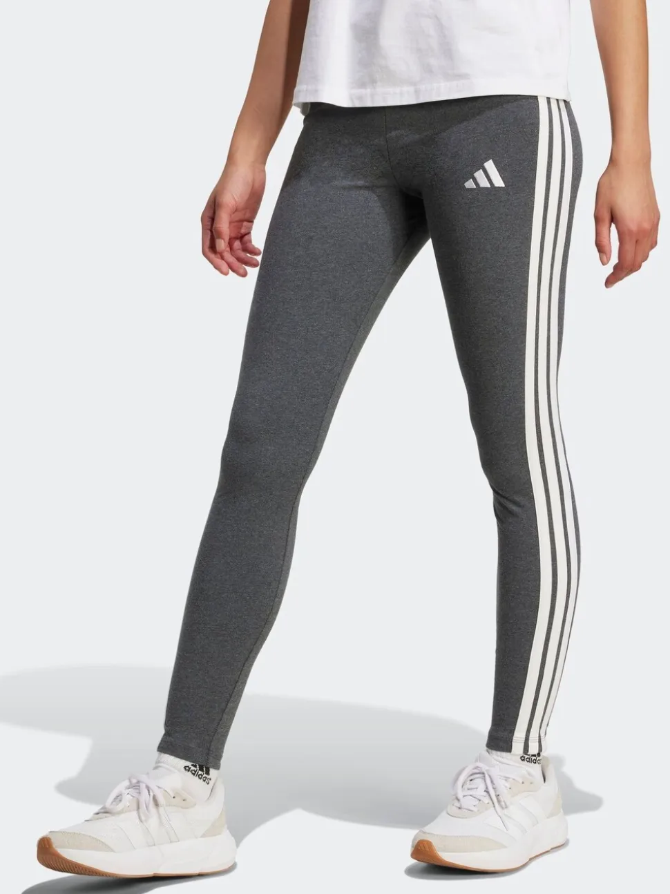 Grijs - adidas Essentials katoenen legging met 3 strepen